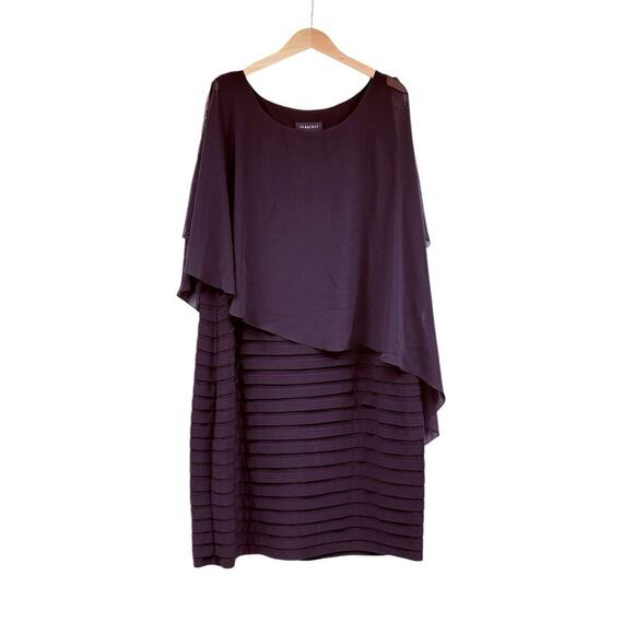 Scarlett Black Pleated Sheer Formal Evening Dress Blouson Chiffon Womens 20W - Picture 1 of 7